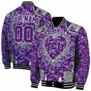 custom tcu horned frogs heart explosion purple jacket fashion forward