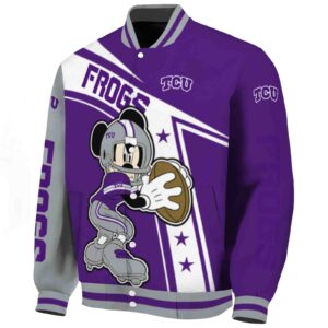 custom tcu horned frogs mickey football purple white jacket best selling