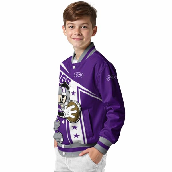 custom tcu horned frogs mickey football purple white jacket trendy