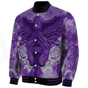 custom tcu horned frogs praying hands purple jacket best selling