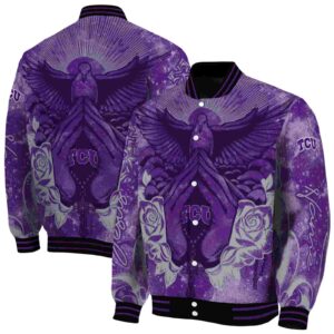 custom tcu horned frogs praying hands purple jacket fashion forward