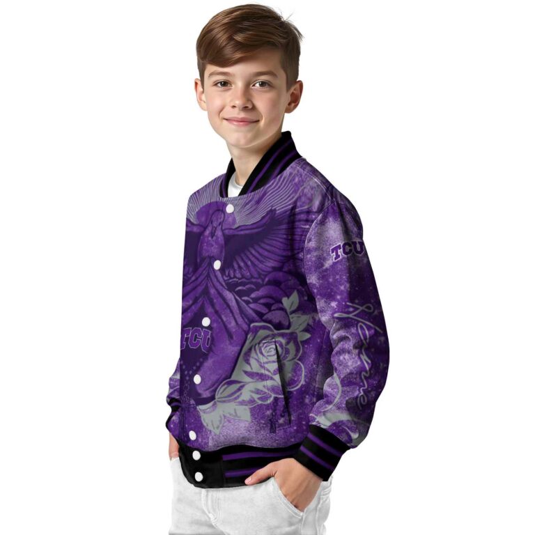 custom tcu horned frogs praying hands purple jacket trendy