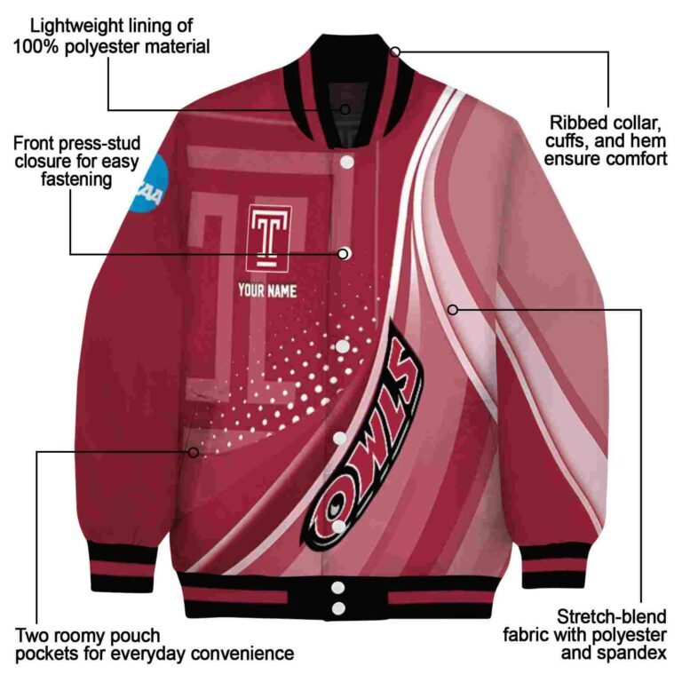 custom temple owls wave patterns red jacket new arrival