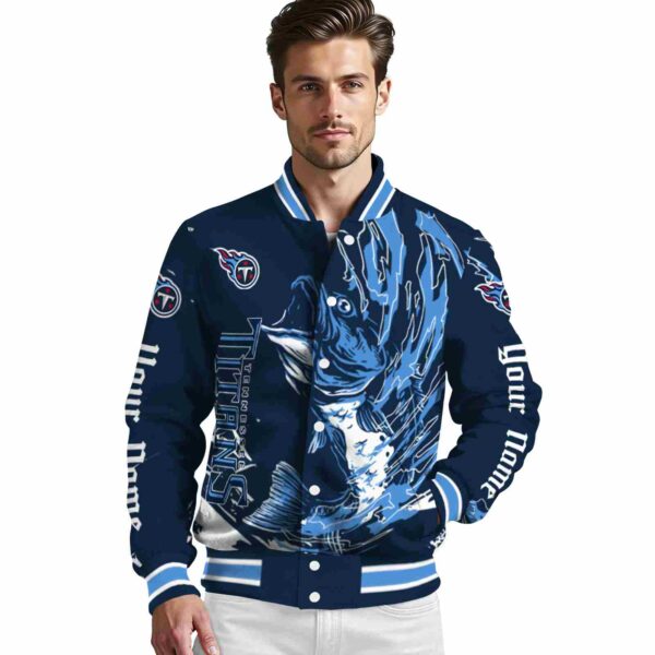 custom tennessee titans fishing passion navy white jacket high quality
