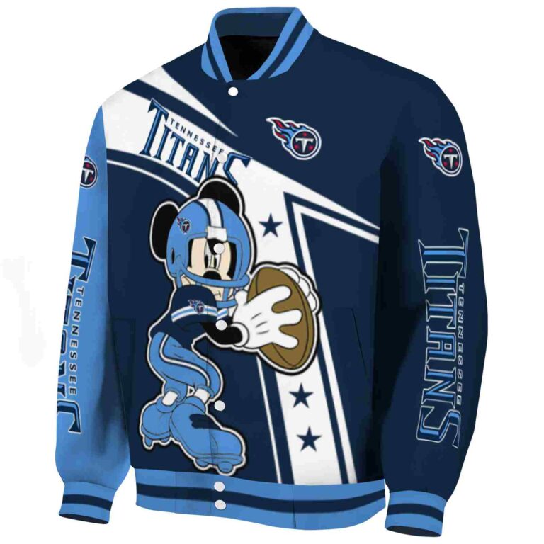 custom tennessee titans mickey football navy white jacket best selling