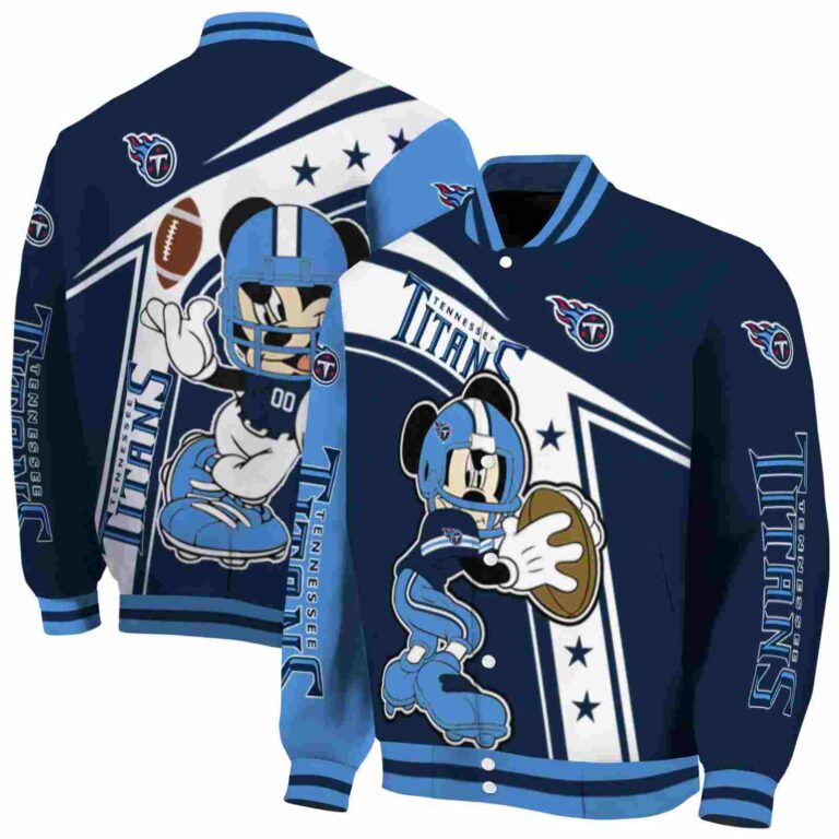 custom tennessee titans mickey football navy white jacket fashion forward