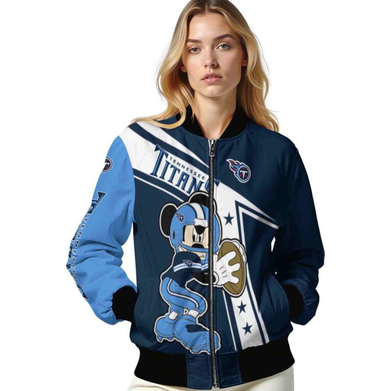 custom tennessee titans mickey football navy white jacket latest model