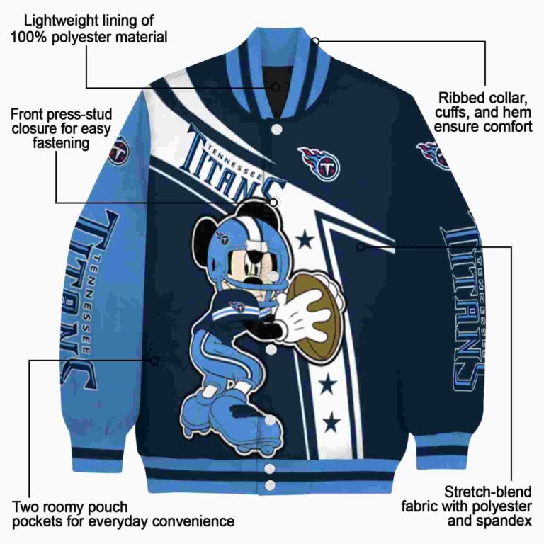 custom tennessee titans mickey football navy white jacket new arrival