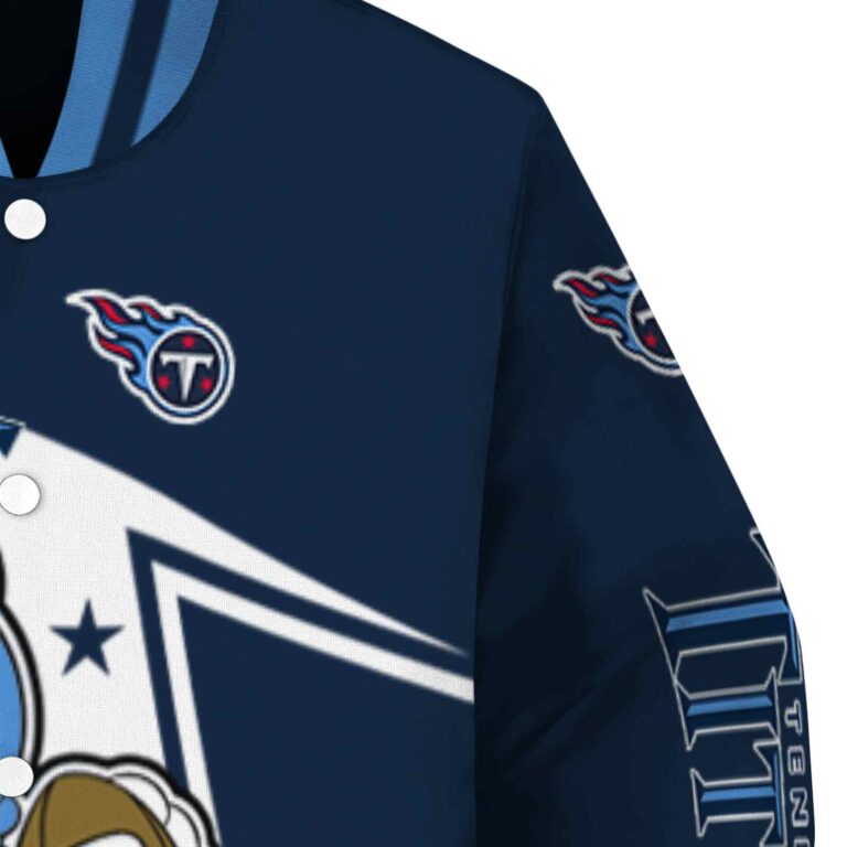 custom tennessee titans mickey football navy white jacket premium grade