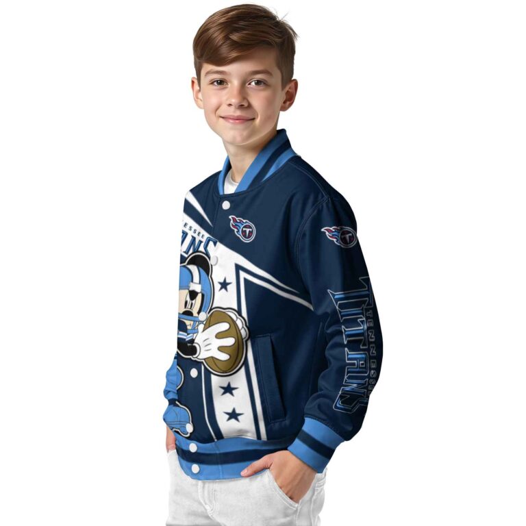 custom tennessee titans mickey football navy white jacket trendy