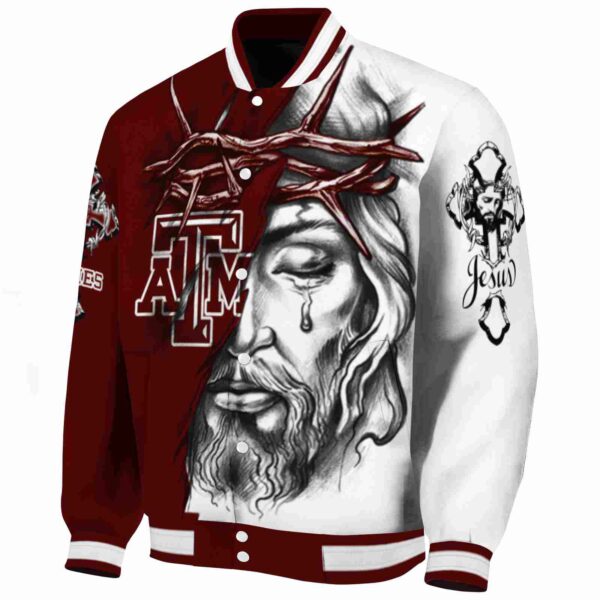 custom texas am aggies jesus tears maroon white jacket best selling