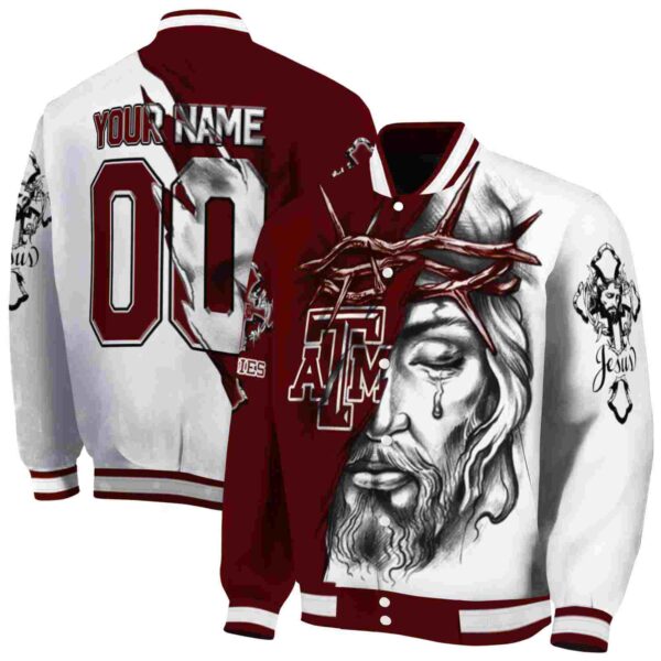 custom texas am aggies jesus tears maroon white jacket fashion forward