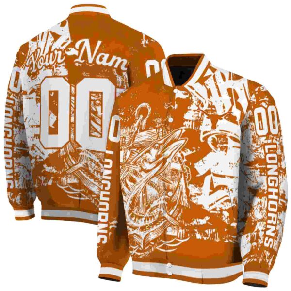 custom texas longhorns fishing art orange jacket fashion forward