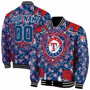 custom texas rangers heart explosion blue jacket fashion forward