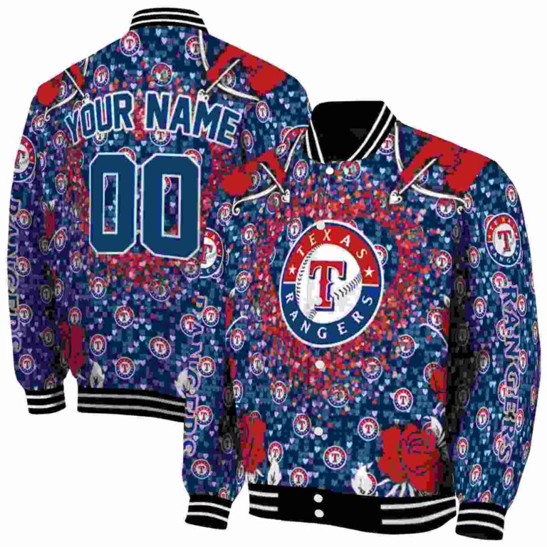 custom texas rangers heart explosion blue jacket fashion forward