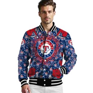 custom texas rangers heart explosion blue jacket high quality