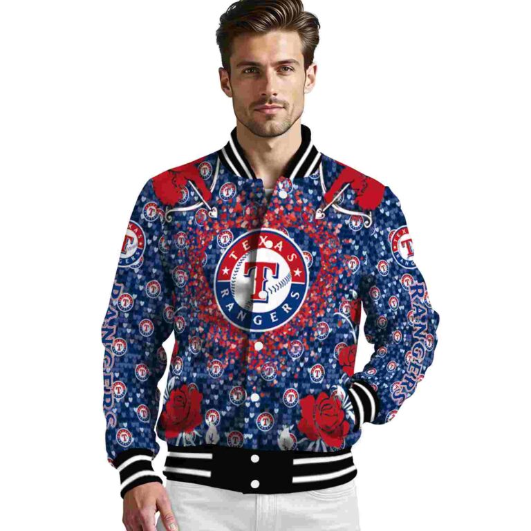 custom texas rangers heart explosion blue jacket high quality