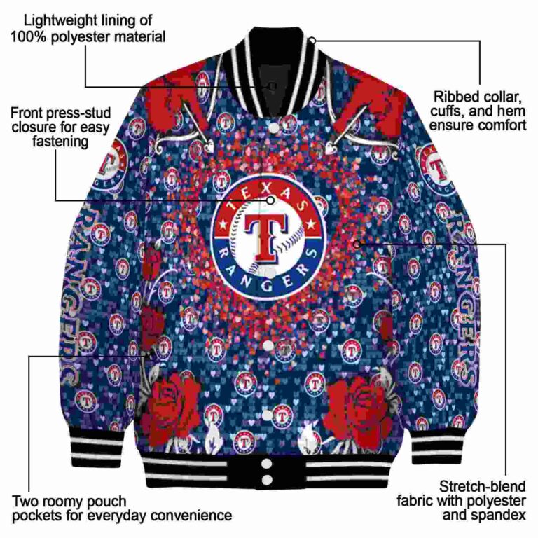 custom texas rangers heart explosion blue jacket new arrival
