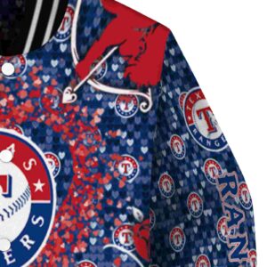 custom texas rangers heart explosion blue jacket premium grade