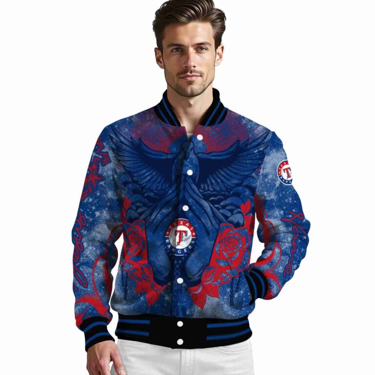 custom texas rangers praying hands blue jacket high quality