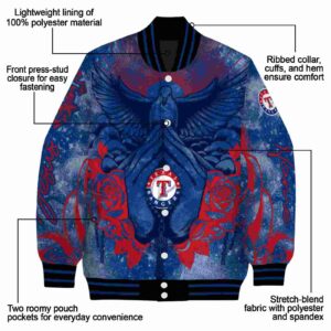 custom texas rangers praying hands blue jacket new arrival
