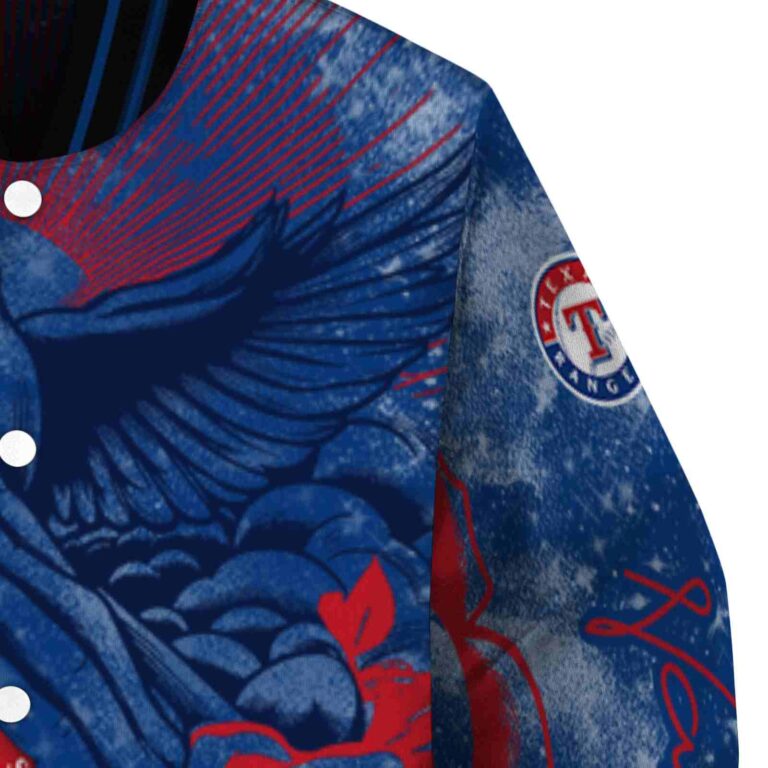 custom texas rangers praying hands blue jacket premium grade