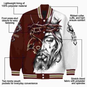 custom texas state bobcats jesus tears maroon white jacket new arrival
