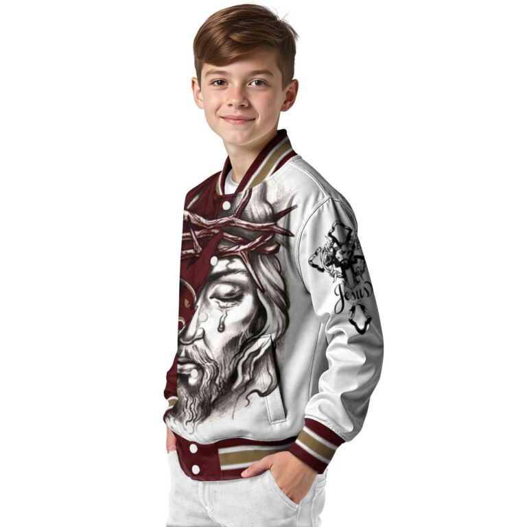 custom texas state bobcats jesus tears maroon white jacket trendy