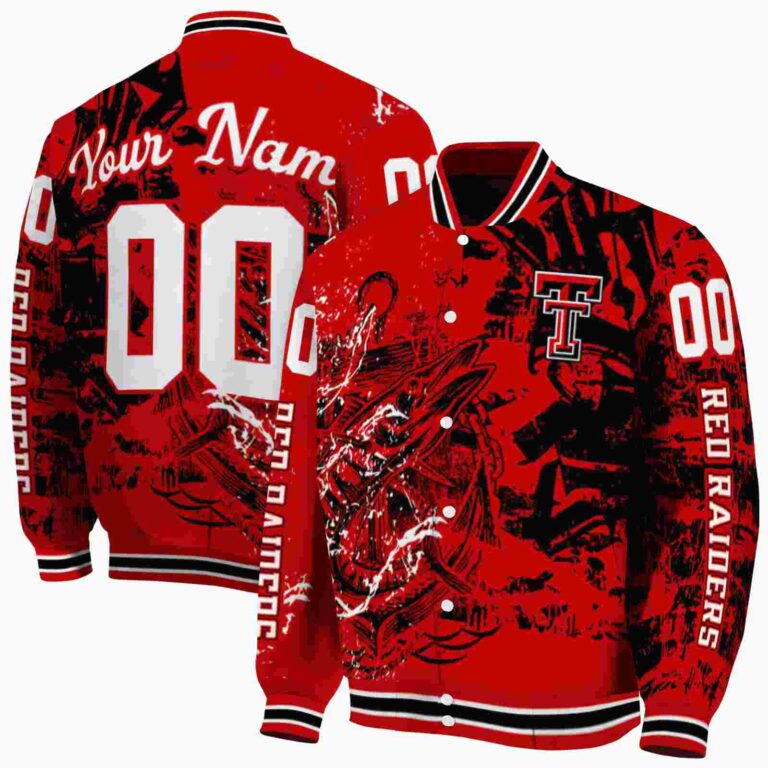 custom texas tech red raiders fishing art red jacket fashion forward