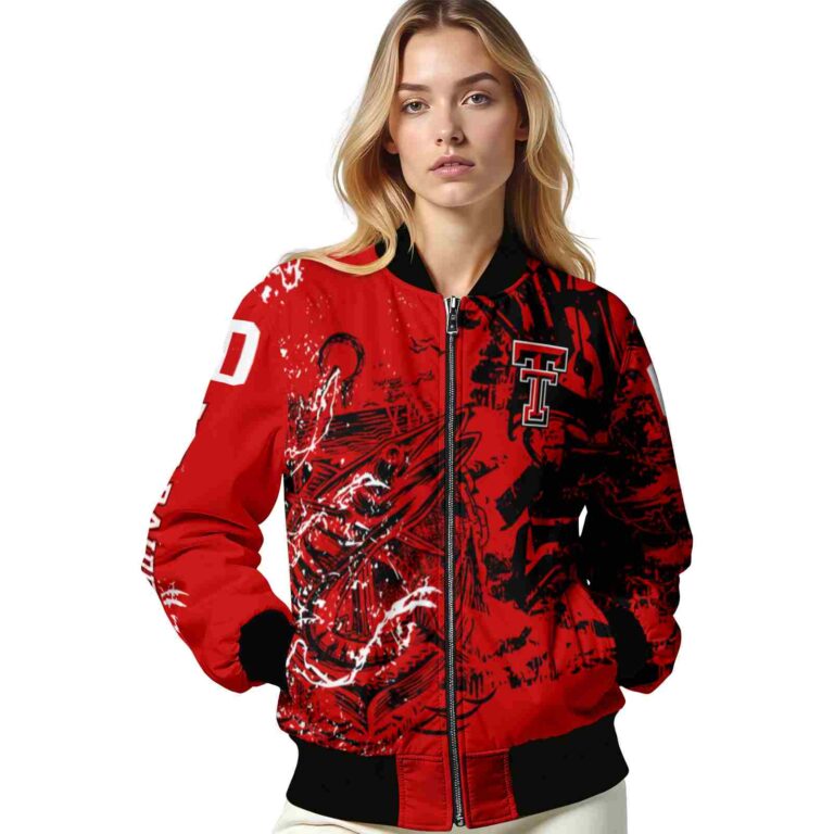 custom texas tech red raiders fishing art red jacket latest model