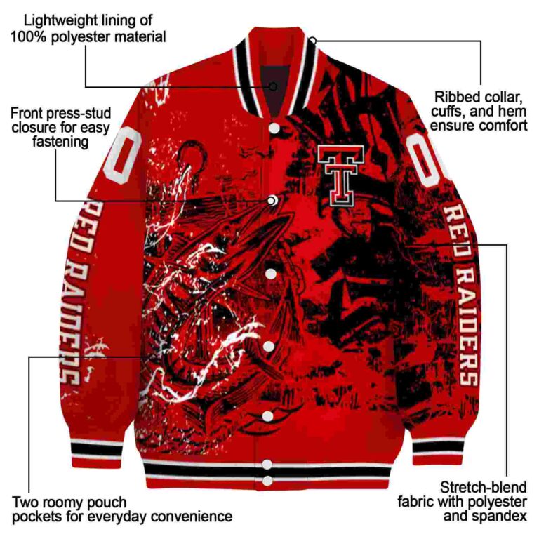custom texas tech red raiders fishing art red jacket new arrival