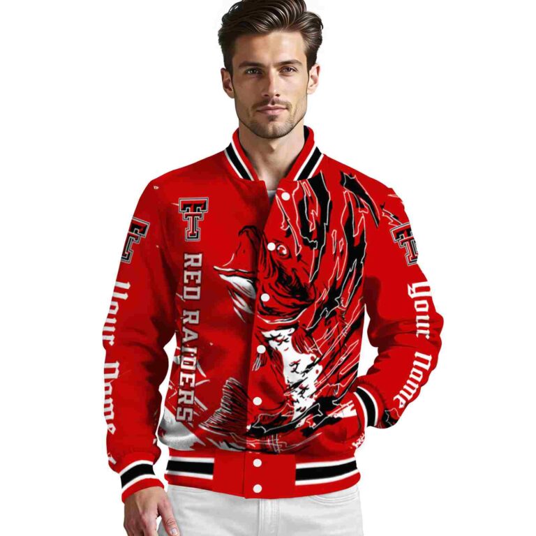 custom texas tech red raiders fishing passion red white jacket high quality
