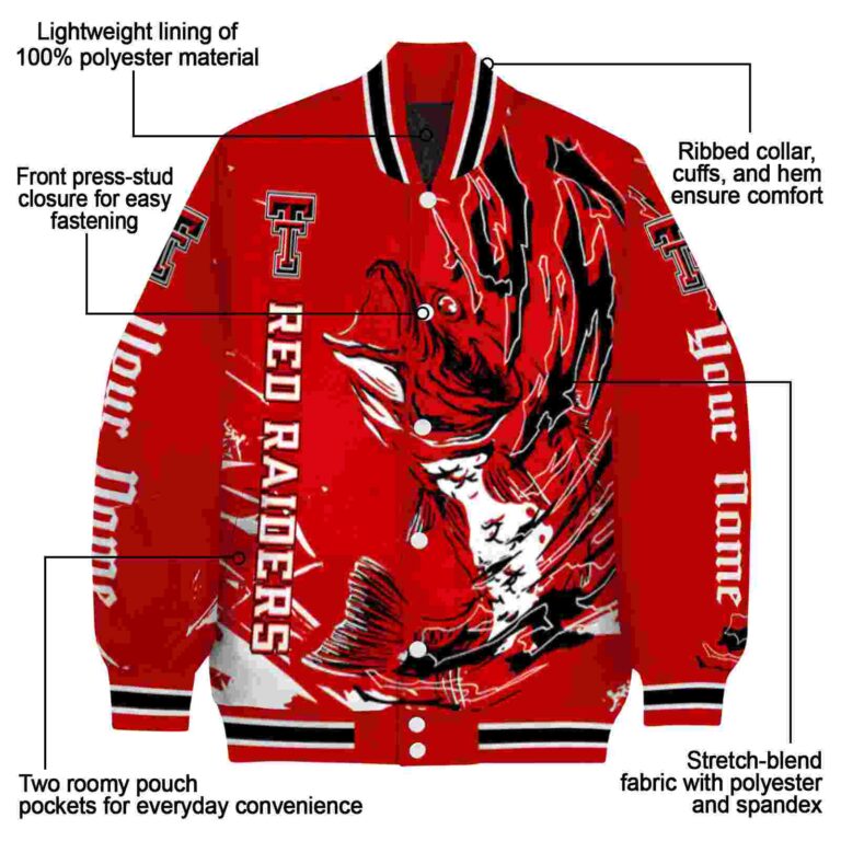 custom texas tech red raiders fishing passion red white jacket new arrival