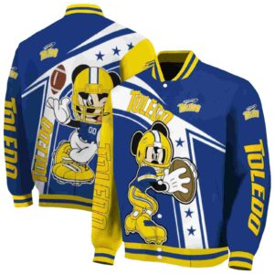 custom toledo rockets mickey football blue white jacket fashion forward