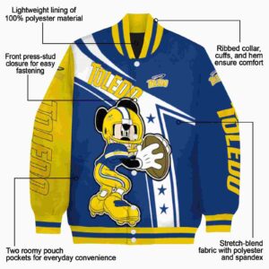 custom toledo rockets mickey football blue white jacket new arrival