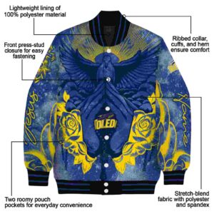 custom toledo rockets praying hands blue jacket new arrival