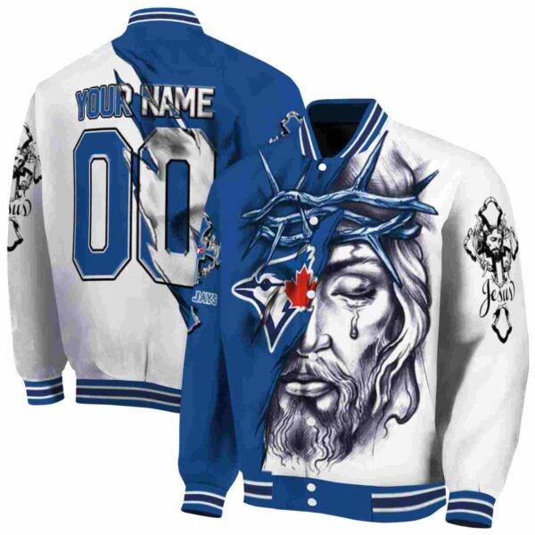 custom toronto blue jays jesus tears blue white jacket fashion forward
