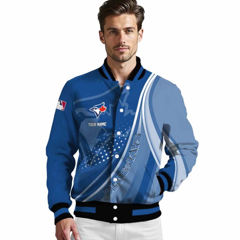 custom toronto blue jays wave patterns blue jacket high quality