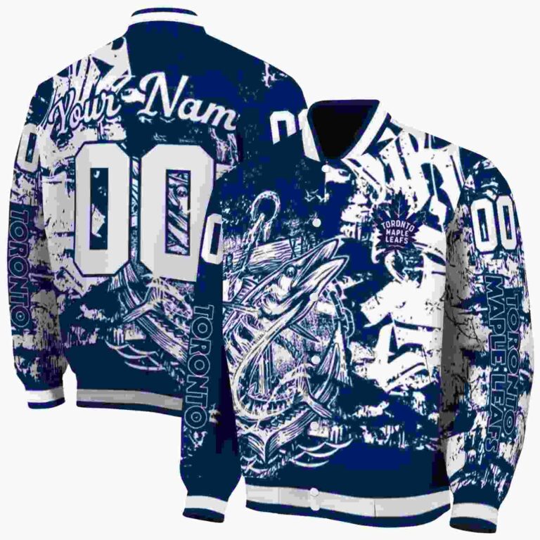 custom toronto maple leafs fishing art blue jacket fashion forward