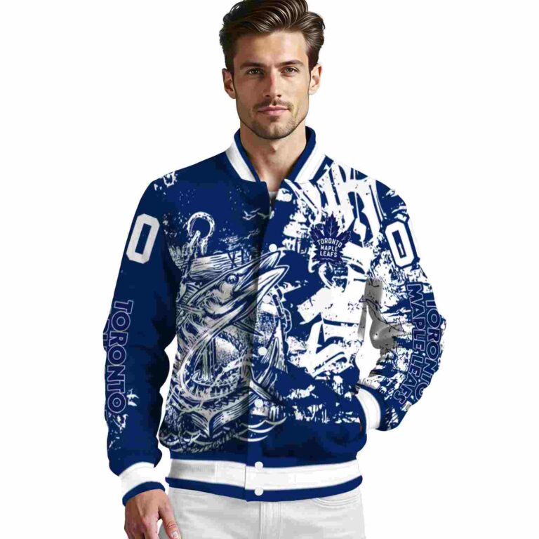 custom toronto maple leafs fishing art blue jacket high quality