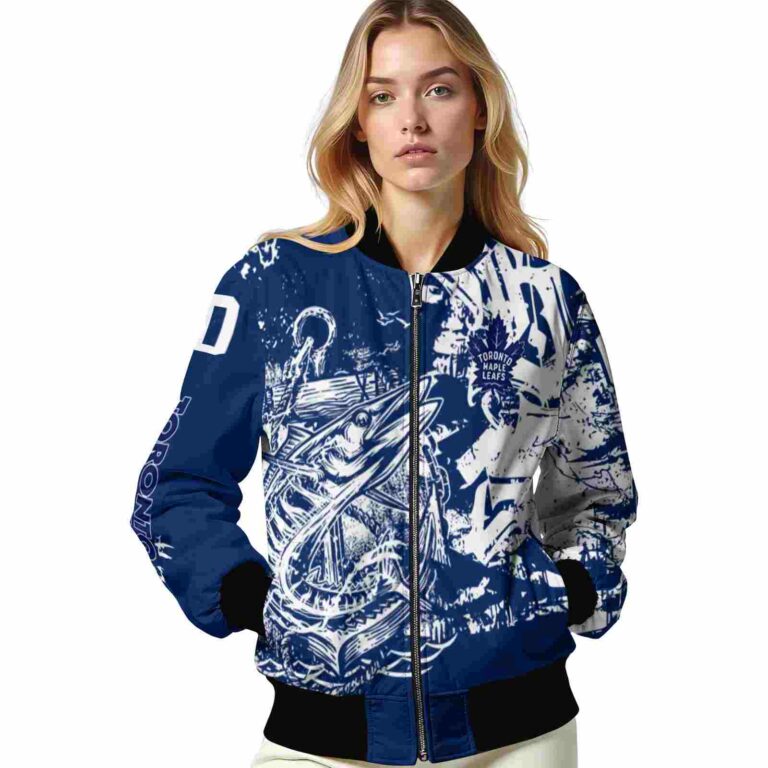 custom toronto maple leafs fishing art blue jacket latest model