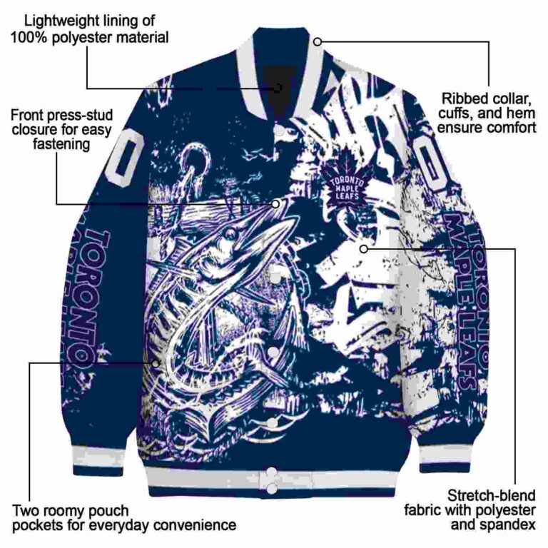 custom toronto maple leafs fishing art blue jacket new arrival