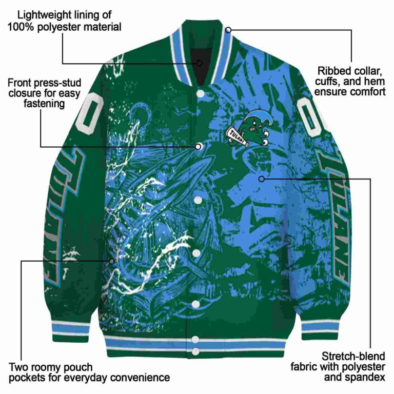 custom tulane green wave fishing art green jacket new arrival