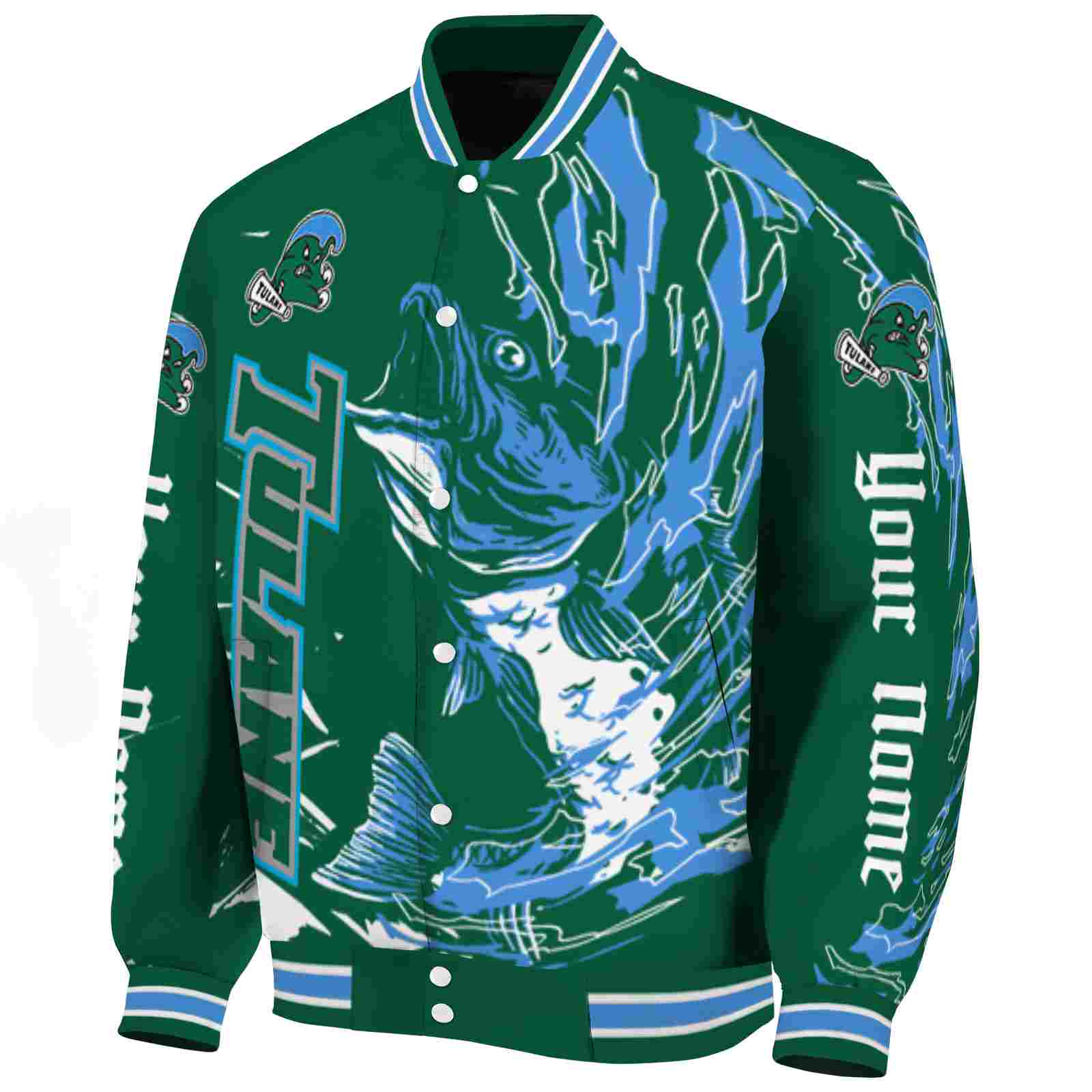 custom tulane green wave fishing passion green white jacket best selling custom tulane green wave fishing passion green white jacket best selling