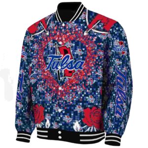 custom tulsa golden hurricane heart explosion blue jacket best selling