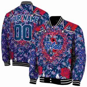 custom tulsa golden hurricane heart explosion blue jacket fashion forward