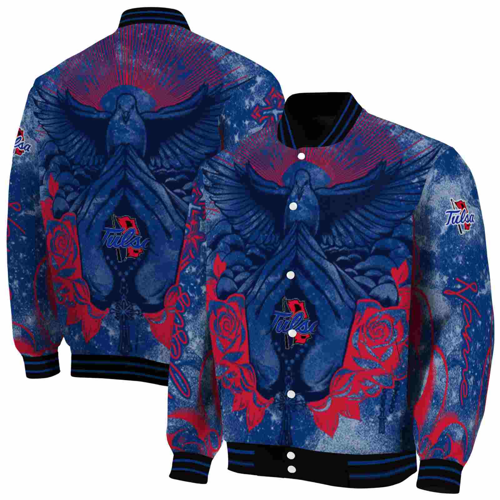 custom tulsa golden hurricane praying hands blue jacket fashion forward custom tulsa golden hurricane praying hands blue jacket fashion forward