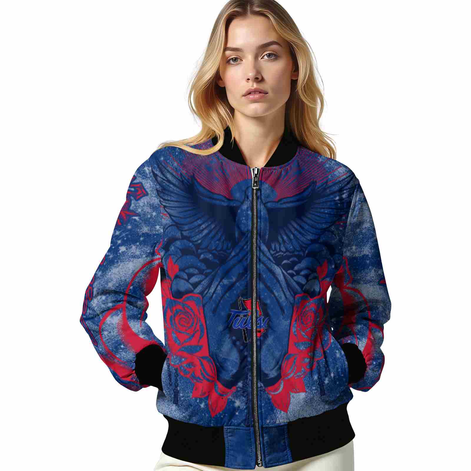 custom tulsa golden hurricane praying hands blue jacket latest model custom tulsa golden hurricane praying hands blue jacket latest model