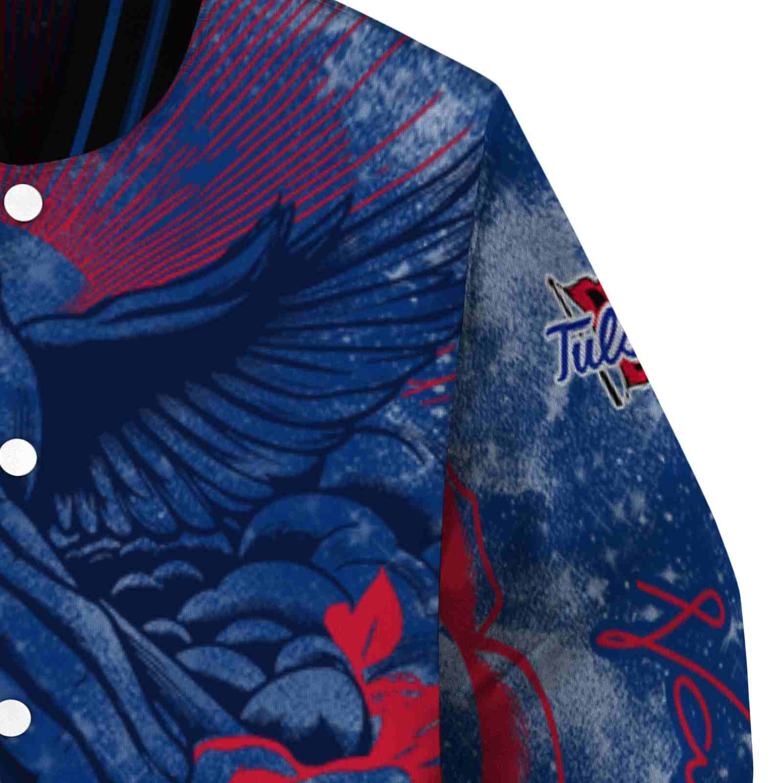 custom tulsa golden hurricane praying hands blue jacket premium grade custom tulsa golden hurricane praying hands blue jacket premium grade