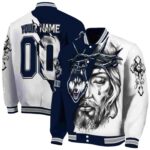 custom uconn huskies jesus tears blue white jacket best selling